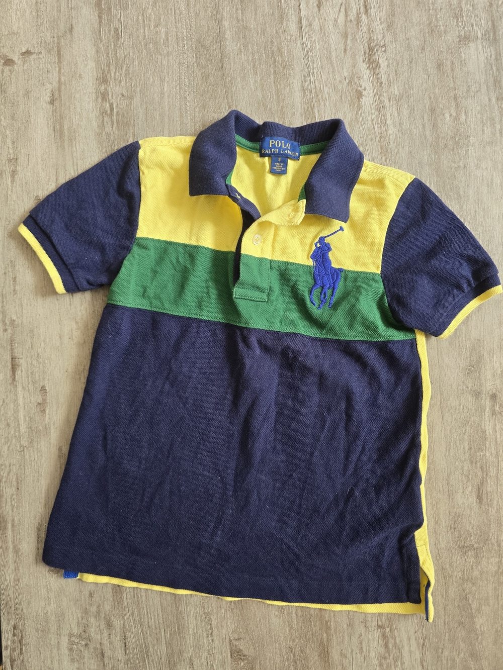 Polo by Ralph Lauren Yellow Green Navy Colorblock Polo Kids Size 5